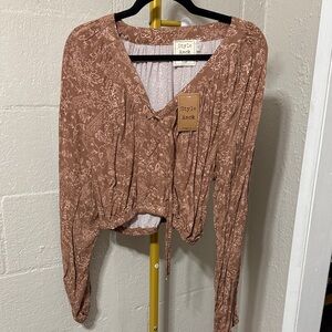Style Rack Floral Tan Blouse